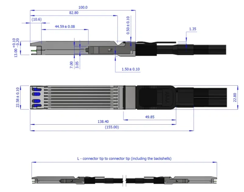 Nvidia Cable Mcp4y10-Nxxx ツインポート 2X400GB/S OSFP - 2X400GB/S OSFP パッシブ DAC Mcp4y10-N002 (980-9IA0I-00N002) 1