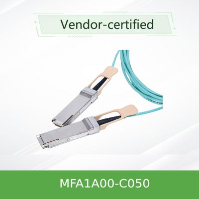 QSFP LSZH メラノックス AOC アクティブ オプティカルケーブル MFA1A00-C050 100GbE 50m 新品・オリジナル