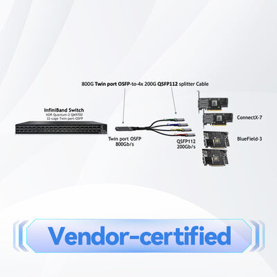 MMA4Z00-NS Mellanoxのトランシーバー800Gb/Sの双生児の港OSFP 2x400Gb/S多重モードSR8 50m