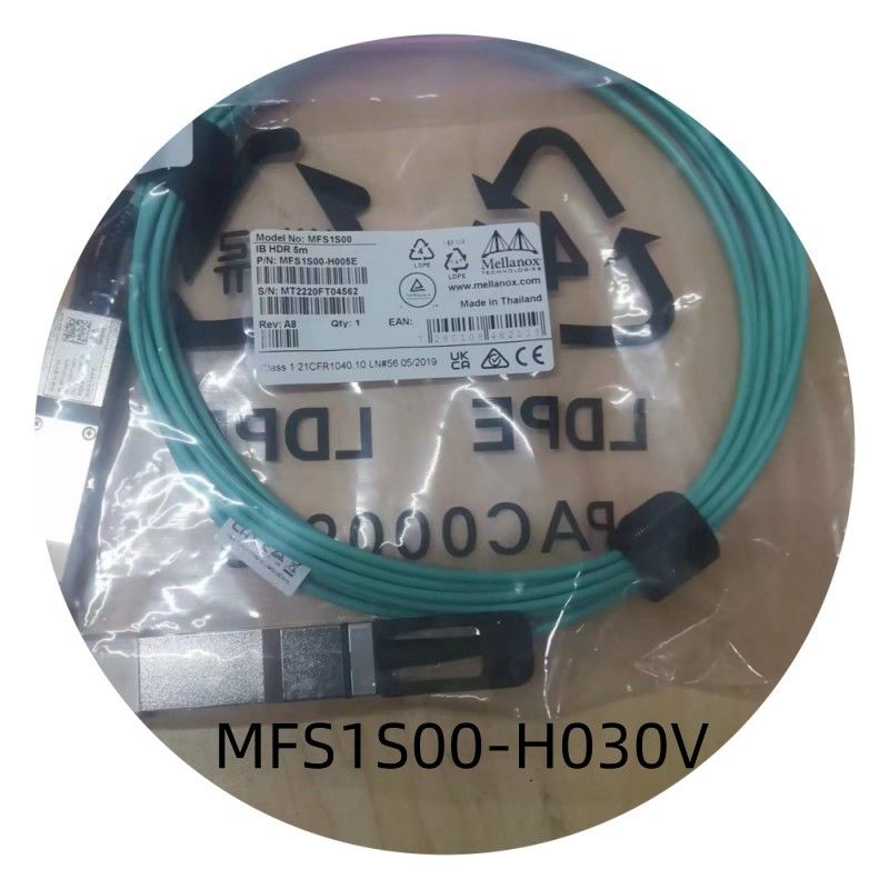 MFS1S00-H030V IB 200GのmellanoxのAocの有線放送網は30MのQSFP56高速低い潜伏をケーブルで通信する