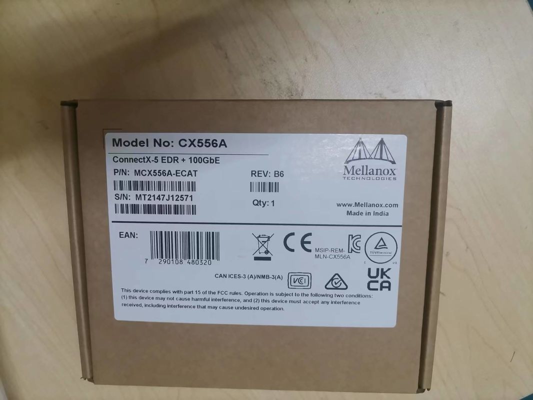ConnectX-5前VPIのアダプターのMellanoxのネットワーク カードEDR InfiniBandおよび100GbEデュアル ポートQSFP28 MCX556A-EDAT