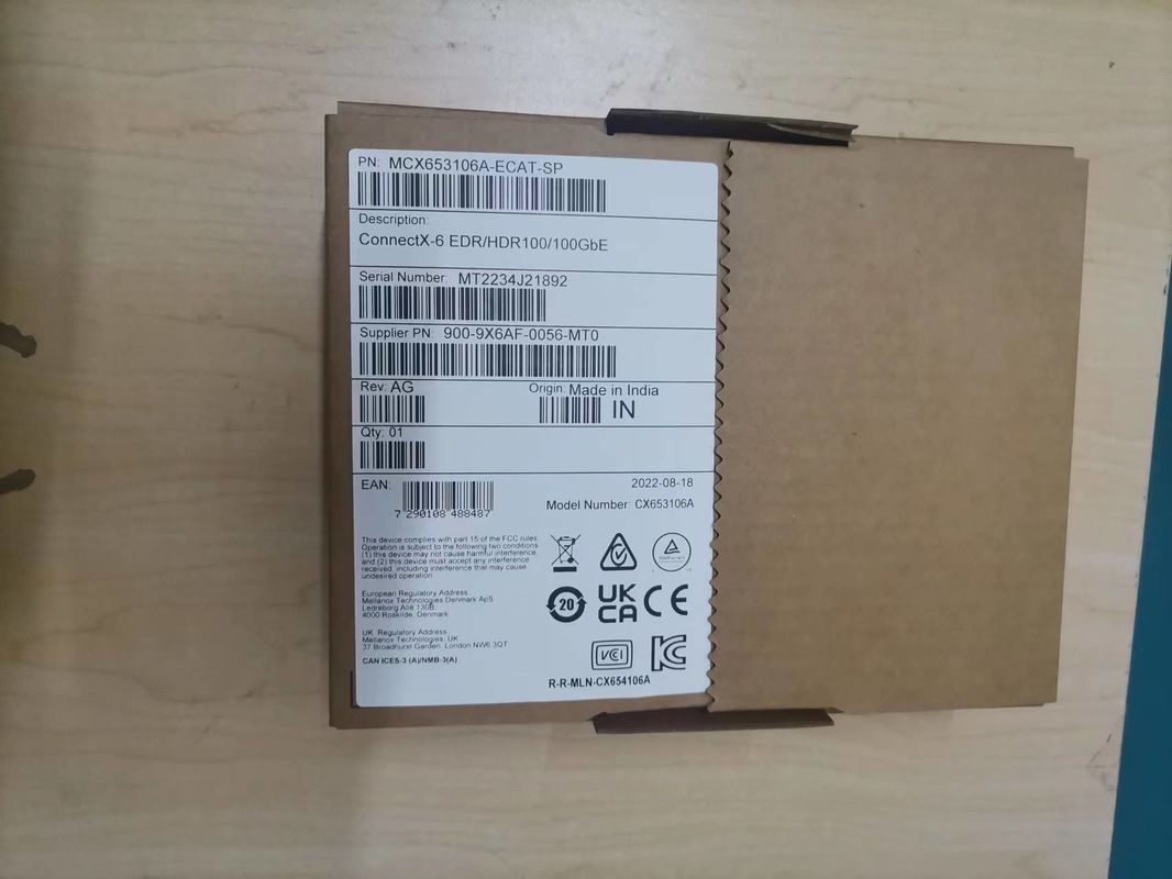 MCX653105A-ECAT ConnectX-6 VPI アダプターカード 100Gb/S HDR100 EDR IB 100GbE シングルポート QSFP56