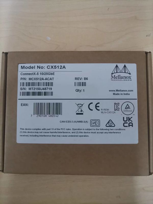 MCX512A-ACAT Mellanox ConnectX-5 ENネットワークインターフェイスカード 10/25GbE 双ポート SFP28