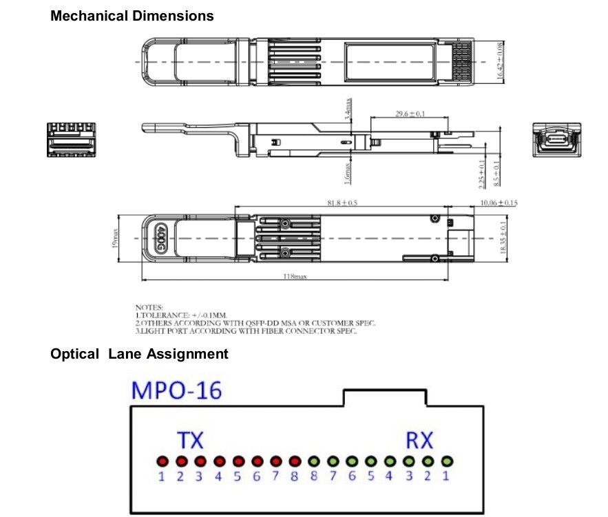 監視機能 400G QSFP-DD オプティカルトランシーバーの温度とモジュール供給監視