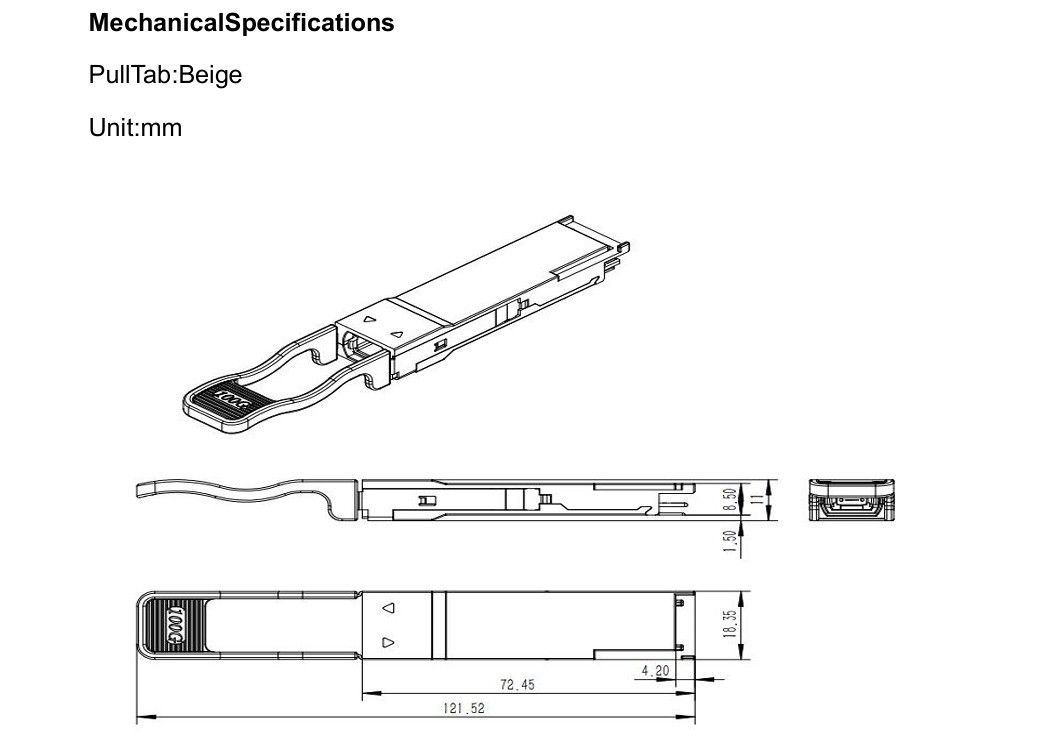 イーサネットネットワーク 100m SR4 100G QSFP28 光ファイバートランシーバー モジュール