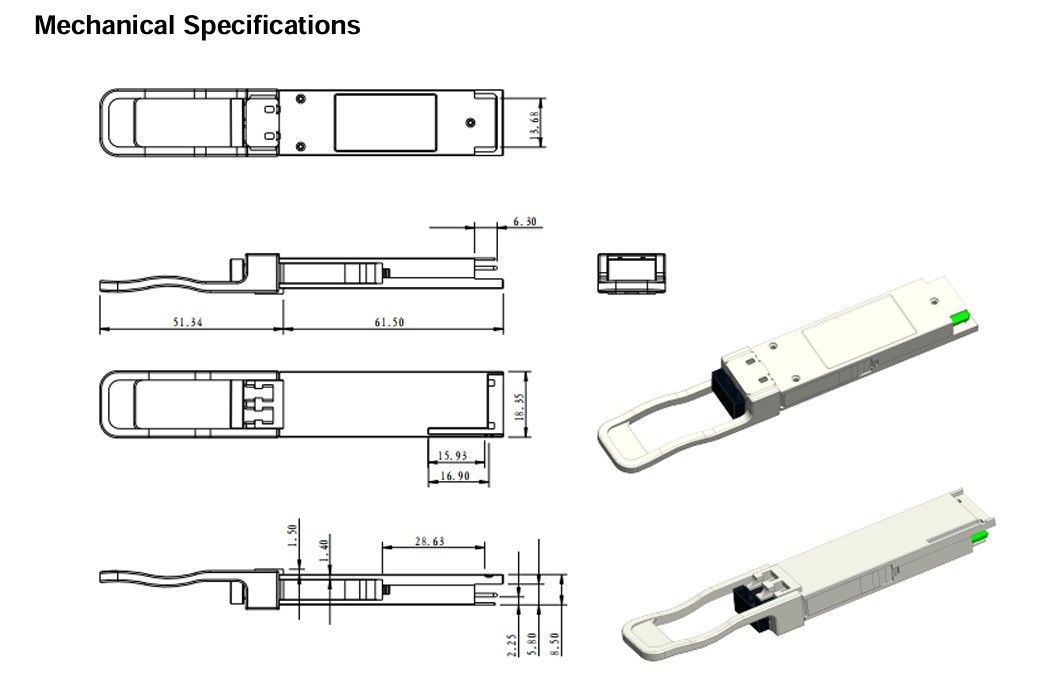 100G QSFP28 ZR4 LC デュプレックス オプティカルトランシーバー 80km SFP28 LR4 103Gbps EML LAN-WDMトランシーバー デジタル診断