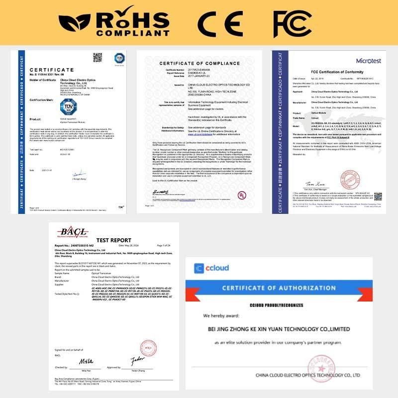 冷却技術 1550nm 40km ER/EW LC デュプレックス産業温度 -40-85°C 1.5W RoHS CE FCC コンパイル 10G SFP トランシーバー モジュール