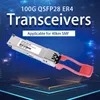 100g Qsfp28 Lr4 Er4 Zr4 オプティカルトランシーバー 10km 20km 40km 60km 80km モジュール シングルモード マルチモード 双ファイバー LC/MPO