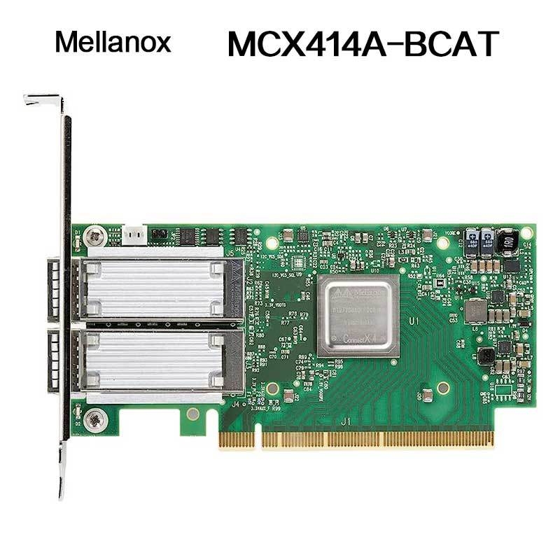 NVIDIA 900-9X426-0054-SQ0 MCX414A-BCAT ConnectX-4 EN ネットワークインターフェースカード、40/56GbE デュアルポート QSFP28、PCIe3.0 x8、トールブラケット
