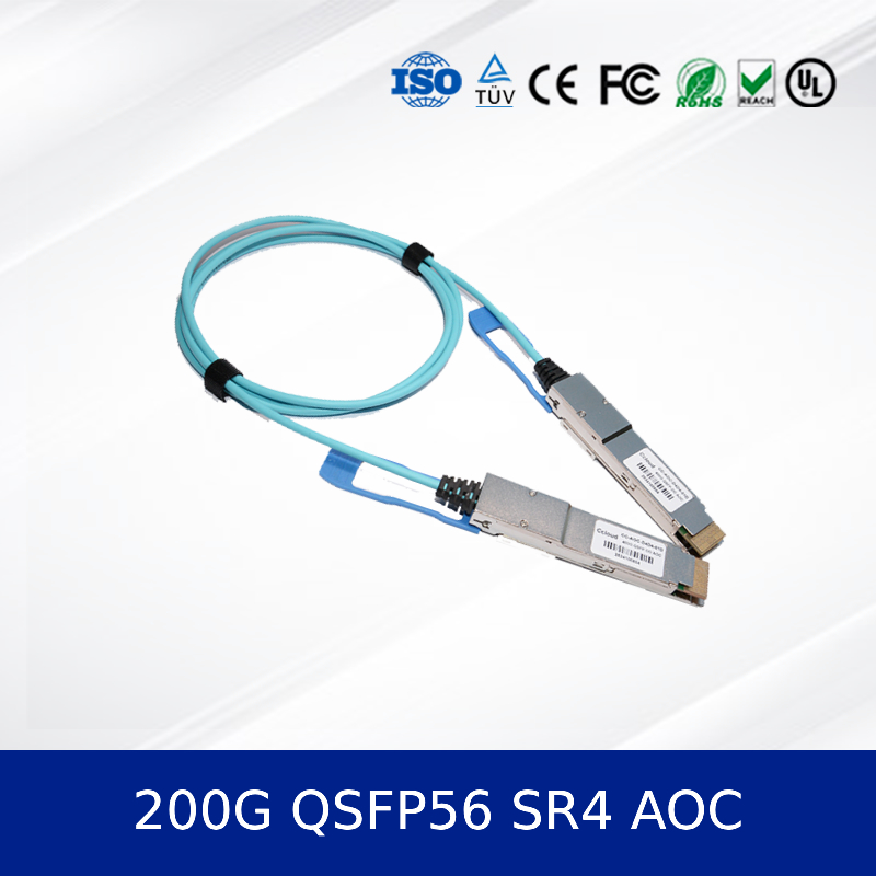 オプティカルトランシーバーモジュール 200G QSFP56 SR4 AOC 3mケーブル 200G イーサネット OM4 MMF,低電力,CMIS対応