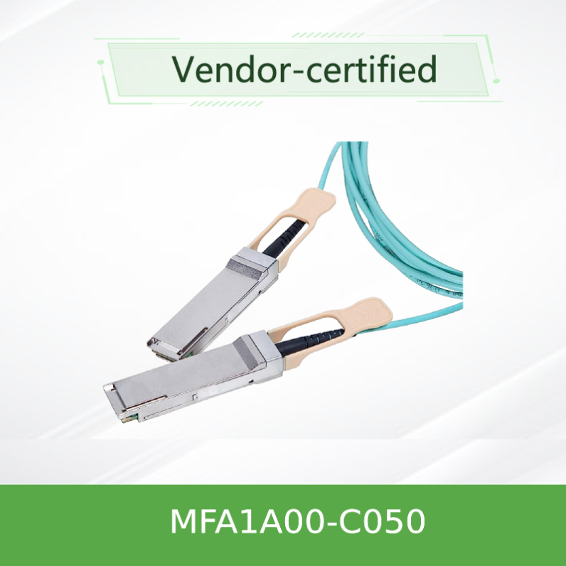 QSFP LSZH メラノックス AOC アクティブ オプティカルケーブル MFA1A00-C050 100GbE 50m 新品・オリジナル