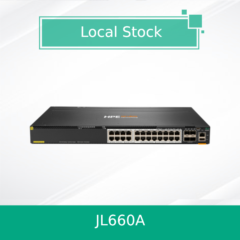 HPE Aruba Networking CX 6300M 24ポート HPE Smart Rate PoE および 4 SFP56 スイッチ (JL660A)