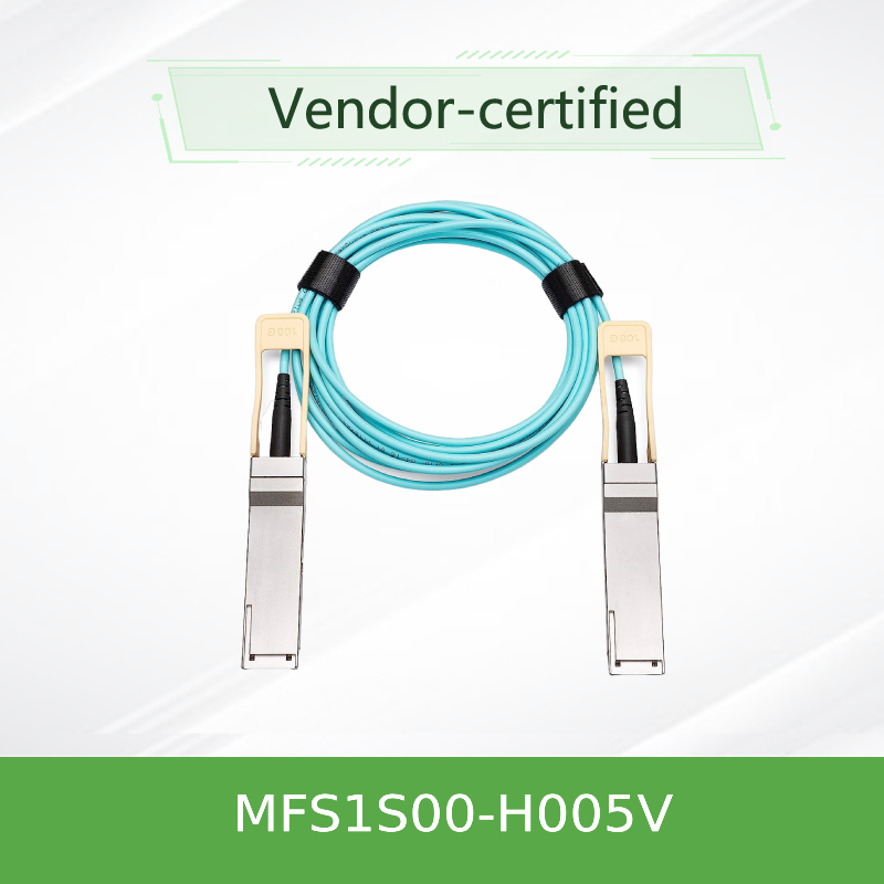NVIDIA MFS1S00-H005V 200Gb/s QSFP56アクティブ光ケーブル - HDR InfiniBand & 200GbEのための5m AOC